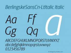 BerlingskeSansCn-LtItalic Italic Version 1.003 Font Sample