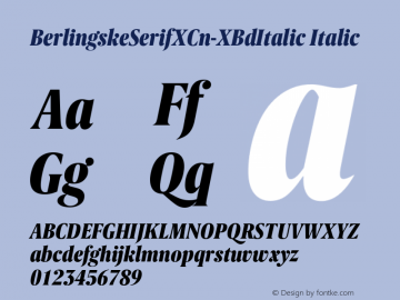 BerlingskeSerifXCn-XBdItalic Italic Version 1.002 Font Sample