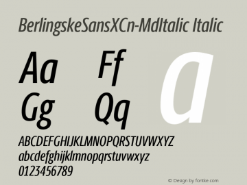 BerlingskeSansXCn-MdItalic Italic Version 1.004图片样张