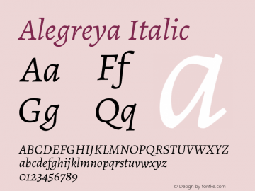 Alegreya Italic Version 1.003; ttfautohint (v1.4.1)图片样张