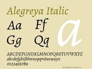 Alegreya Italic Version 1.003; ttfautohint (v1.4.1)图片样张