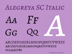 Alegreya SC Italic Version 1.003; ttfautohint (v1.4.1) Font Sample