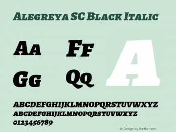 Alegreya SC Black Italic Version 1.003; ttfautohint (v1.4.1) Font Sample