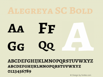 Alegreya SC Bold Version 1.003; ttfautohint (v1.4.1) Font Sample