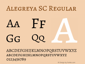 Alegreya SC Regular Version 1.003; ttfautohint (v1.4.1) Font Sample