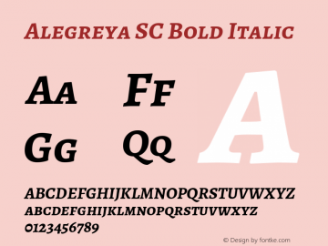 Alegreya SC Bold Italic Version 1.003; ttfautohint (v1.4.1) Font Sample