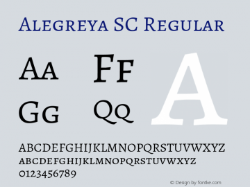 Alegreya SC Regular Version 1.003; ttfautohint (v1.4.1) Font Sample