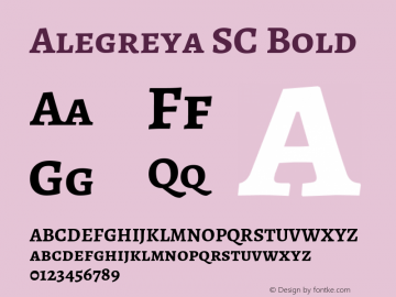 Alegreya SC Bold Version 1.003; ttfautohint (v1.4.1) Font Sample