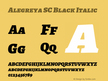 Alegreya SC Black Italic Version 1.003; ttfautohint (v1.4.1) Font Sample