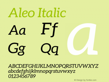 Aleo Italic Version 1.1 ; ttfautohint (v1.4.1)图片样张