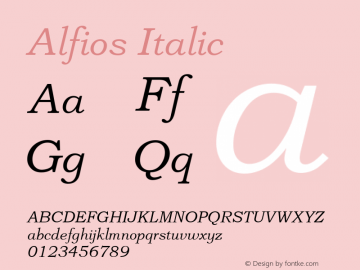 Alfios Italic Version 1.01; ttfautohint (v1.4.1)图片样张