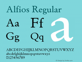 Alfios Regular Version 1.01; ttfautohint (v1.4.1) Font Sample