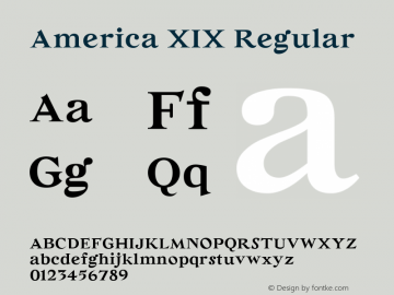 America XIX Regular Version 001.001 ; ttfautohint (v1.4.1)图片样张