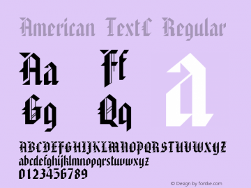 American TextC Regular Version 1.000 2007 initial release; ttfautohint (v1.4.1) Font Sample