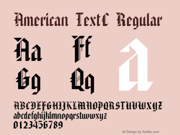 American TextC Regular Version 1.000 2007 initial release; ttfautohint (v1.4.1) Font Sample