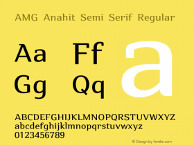 AMG Anahit Semi Serif Regular Version 001.000; ttfautohint (v1.4.1)图片样张