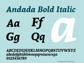 Andada Bold Italic Version 1.003; ttfautohint (v1.4.1)图片样张