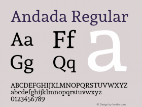 Andada Regular Version 1.003; ttfautohint (v1.4.1)图片样张