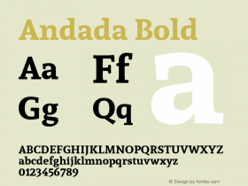 Andada Bold Version 1.003; ttfautohint (v1.4.1) Font Sample