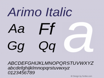 Arimo Italic Version 1.23; ttfautohint (v1.4.1)图片样张