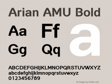 Arian AMU Bold Version 3.001 1999; ttfautohint (v1.4.1) Font Sample