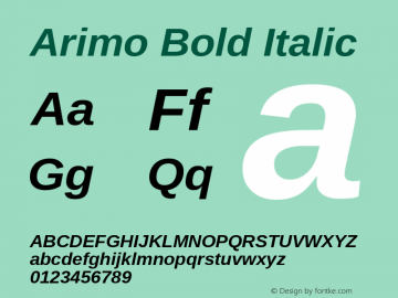 Arimo Bold Italic Version 1.23; ttfautohint (v1.4.1)图片样张