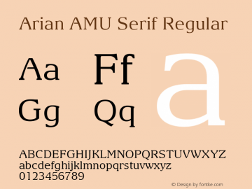 Arian AMU Serif Regular Version 1.002; ttfautohint (v1.4.1) Font Sample