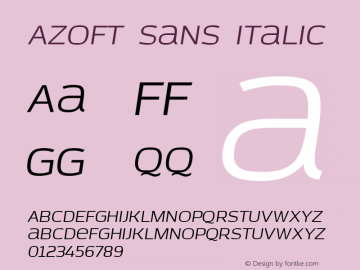 Azoft Sans Italic 1.0; CC:by-nc-nd;; ttfautohint (v1.4.1) Font Sample