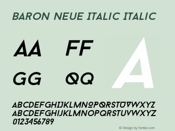 Baron Neue Italic Italic Version 1.000;PS 001.000;hotconv 1.0.70;makeotf.lib2.5.58329; ttfautohint (v1.4.1)图片样张