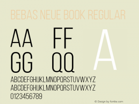 Bebas Neue Book Regular Version 001.003; ttfautohint (v1.4.1) Font Sample