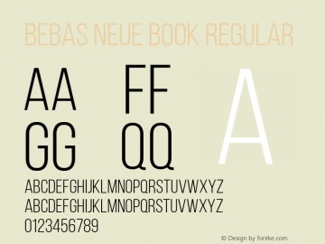 Bebas Neue Book Regular Version 001.003; ttfautohint (v1.4.1)图片样张