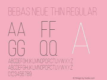 Bebas Neue Thin Regular Version 1.003;PS 001.003;hotconv 1.0.70;makeotf.lib2.5.58329; ttfautohint (v1.4.1) Font Sample