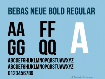 Bebas Neue Bold Regular Version 1.300; ttfautohint (v1.4.1) Font Sample