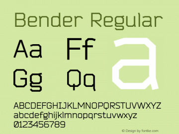 Bender Regular Version 1.000 2009 initial release; ttfautohint (v1.4.1)图片样张