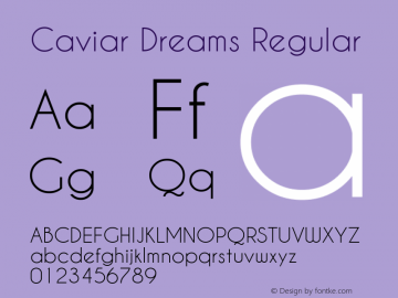 Caviar Dreams Regular Version 4.00 July 10, 2012; ttfautohint (v1.4.1) Font Sample