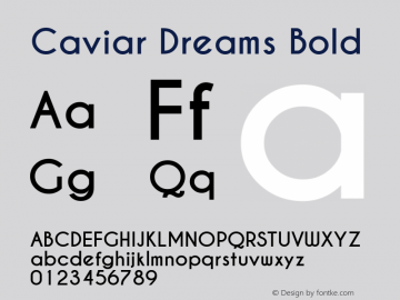 Caviar Dreams Bold Version 4.00 July 10, 2012; ttfautohint (v1.4.1) Font Sample