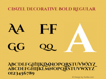 Cinzel Decorative Bold Regular Version 1.001;PS 001.001;hotconv 1.0.56;makeotf.lib2.0.21325; ttfautohint (v1.4.1) Font Sample