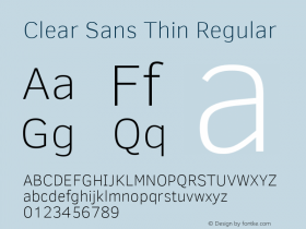 Clear Sans Thin Regular Version 1.00; ttfautohint (v1.4.1)图片样张