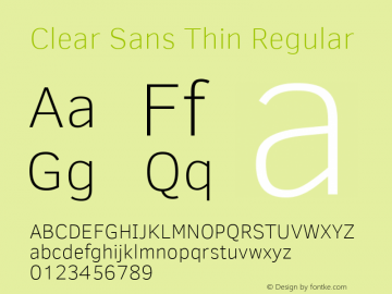 Clear Sans Thin Regular Version 1.00; ttfautohint (v1.4.1)图片样张