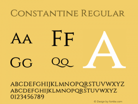 Constantine Regular Version 1.001;PS 001.001;hotconv 1.0.56;makeotf.lib2.0.21325; ttfautohint (v1.4.1)图片样张