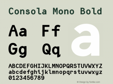 Consola Mono Bold Version 2.001; ttfautohint (v1.4.1) Font Sample