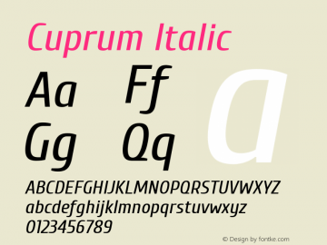 Cuprum Italic Version 1.002; ttfautohint (v1.4.1)图片样张