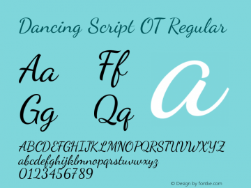 Dancing Script OT Regular Version 1.000; ttfautohint (v1.4.1) Font Sample