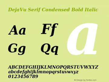 DejaVu Serif Condensed Bold Italic Version 2.34; ttfautohint (v1.4.1) Font Sample