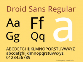 Droid Sans Regular Version 1.00 build 113; ttfautohint (v1.4.1) Font Sample