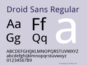 Droid Sans Regular Version 1.00 build 113; ttfautohint (v1.4.1) Font Sample