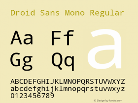 Droid Sans Mono Regular Version 1.00 build 112; ttfautohint (v1.4.1) Font Sample