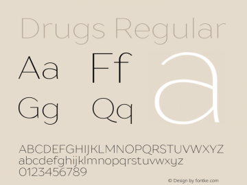 Drugs Regular Version 1.000; ttfautohint (v1.4.1) Font Sample