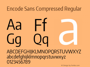 Encode Sans Compressed Regular Version 1.000; ttfautohint (v1.4.1) Font Sample