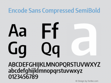 Encode Sans Compressed SemiBold Version 1.000; ttfautohint (v1.4.1) Font Sample